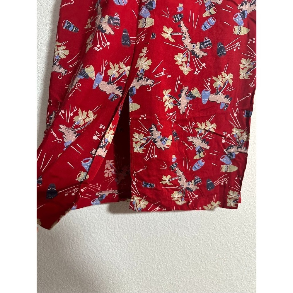 Vintage 2 Piece Set Medium‎ Skirt Long Sleeve Red Jamaica Island Life Vacation - Picture 10 of 12